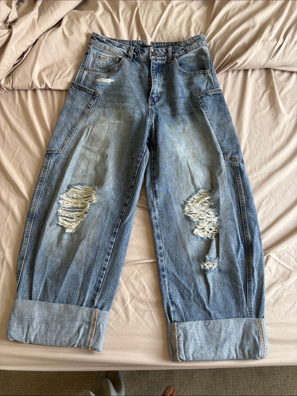 AFRM Bexley Ripped Barrel Leg Jeans
